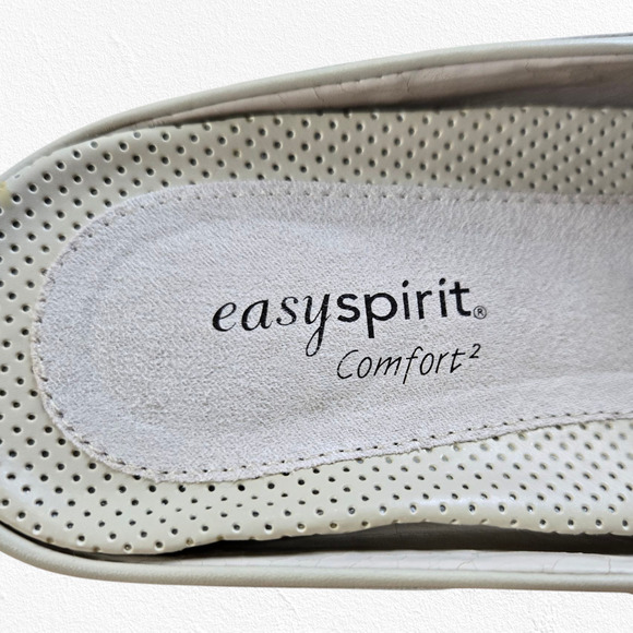 Y2K Easy Spirit Natural Beige Slip On Square Toe Classic Mule Loafer Size 9.5 - Picture 5 of 10